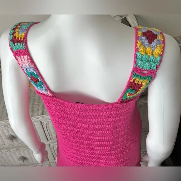 Cotton Emporium Granny Squares Knit Mini Dress in Multi Colored Size Large - Picture 5 of 7